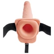 Pipedream Fetish Strap-On 9 - felcsatolható, üreges, spriccelő dildó (testszínű)