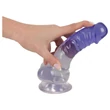 Crystal Clear - tapadókorongos herés dildó - 19,5 cm (átlátszó-lila)