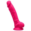 Silexd 7 - tapadókorongos, herés dildó - 17,5cm (pink)