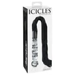 Icicles No. 38 - bőr korbács és üveg dildó (átlátszó-fekete)