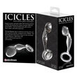 Icicles No. 46 - makkos üveg dildó fogógyűrűvel (pink)