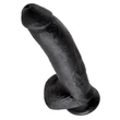 King Cock 9 - nagy tapadókorongos, herés dildó (23 cm, fekete)