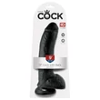 King Cock 9 - nagy tapadókorongos, herés dildó (23 cm, fekete)