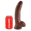 King Cock 9 - nagy tapadókorongos, herés dildó (23 cm, barna)