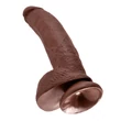 King Cock 9 - nagy tapadókorongos, herés dildó (23 cm, barna)