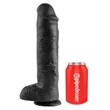 King Cock 11 - nagy tapadókorongos, herés dildó (28 cm, fekete)