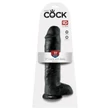 King Cock 11 - nagy tapadókorongos, herés dildó (28 cm, fekete)