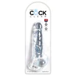 King Cock Clear 8 - tapadókorongos, herés dildó (20 cm)