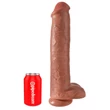 King Cock 15 - tapadótalpas, herés, óriás dildó (38cm) - sötét natúr