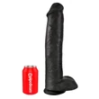 King Cock 15 - tapadókorongos, herés dildó (38 cm, fekete)