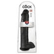 King Cock 15 - tapadókorongos, herés dildó (38 cm, fekete)