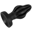 ANOS - bordázott puha butt plug - 7 cm (fekete)