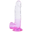 Sunfo - tapadókorongos, herés dildó - 22 cm (átlátszó-lila)