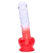 Sunfo - tapadókorongos, herés dildó - 21 cm (átlátszó-piros)