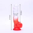 Sunfo - tapadókorongos, herés dildó - 21 cm (átlátszó-piros)