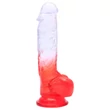 Sunfo - tapadókorongos, herés dildó - 21 cm (átlátszó-piros)