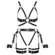 ZADO - többrészes bőr harness szett bilinccsel - fekete (S-M)