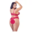 Cottelli Plus Size - puha csipke melltartó szett (piros)