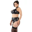 Cottelli Plus Size - fényes, fém gyűrűs fehérnemű szett (fekete)