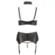 Cottelli Plus Size - fényes, fém gyűrűs fehérnemű szett (fekete)