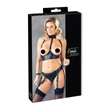 Cottelli Bondage - fényes mellemelő szett bilinccsel (fekete)