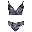 Cottelli Plus Size - áttetsző mintás melltartó szett (lila)