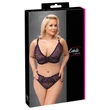Cottelli Plus Size - áttetsző mintás melltartó szett (lila)