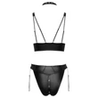 Cottelli Bondage - fényes melltartó szett bilincsekkel (fekete)
