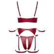 Cottelli Bondage - fényes melltartó szett és kar bilincs (piros)