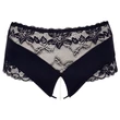 Cottelli Plus Size - csipkés gyöngyös nyitott bugyi (fekete)