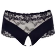 Cottelli Plus Size - csipkés gyöngyös nyitott bugyi (fekete)