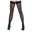 Cottelli Legwear - párduc mintás combfix (fekete)