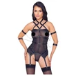 Cottelli Bondage - pántos felső, kar bilincs és tanga (fekete)