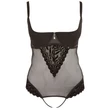 Cottelli Plus Size - Bársonyos, variálható body (fekete)