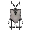 Cottelli Bondage - fém gyűrűs body és kar bilincs (fekete)