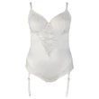 Cottelli Plus Size - fűzős, hímzett body (fehér)