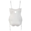 Cottelli Plus Size - fűzős, hímzett body (fehér)