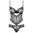 Obsessive Alluria - virágos csipke body (fekete)