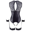 Cottelli Bondage - fényes nyitott body és kar bilincs (fekete)