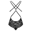 Obsessive 860-TED-3 - pántos rózsás csipke body (fekete)