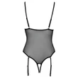 Cottelli - harisnyatartós, csipkés nyitott body (fekete)