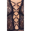 Cottelli Curves Plus Size - átlátszó mintás body (fekete)