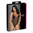 Cottelli - hímzett, nyitott csipke body (fekete-lila)