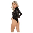 Noir - leopárd mintás, hosszúujjú body (fekete)