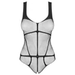 Obsessive B336 - átlátszó, nyitott necc body (fekete) - S-L