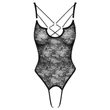 Cottelli - átlátszó, nyitott csipke body (fekete)