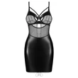 Obsessive Dominna - fényes, áttetsző betétes domina ruha (fekete)