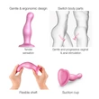Strap-on-me Curvy L - hullámos, talpas dildó (pink)