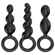 Satisfyer Booty Call - anál plug szett (fekete, 3 részes)