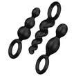 Satisfyer Booty Call - anál plug szett (fekete, 3 részes)